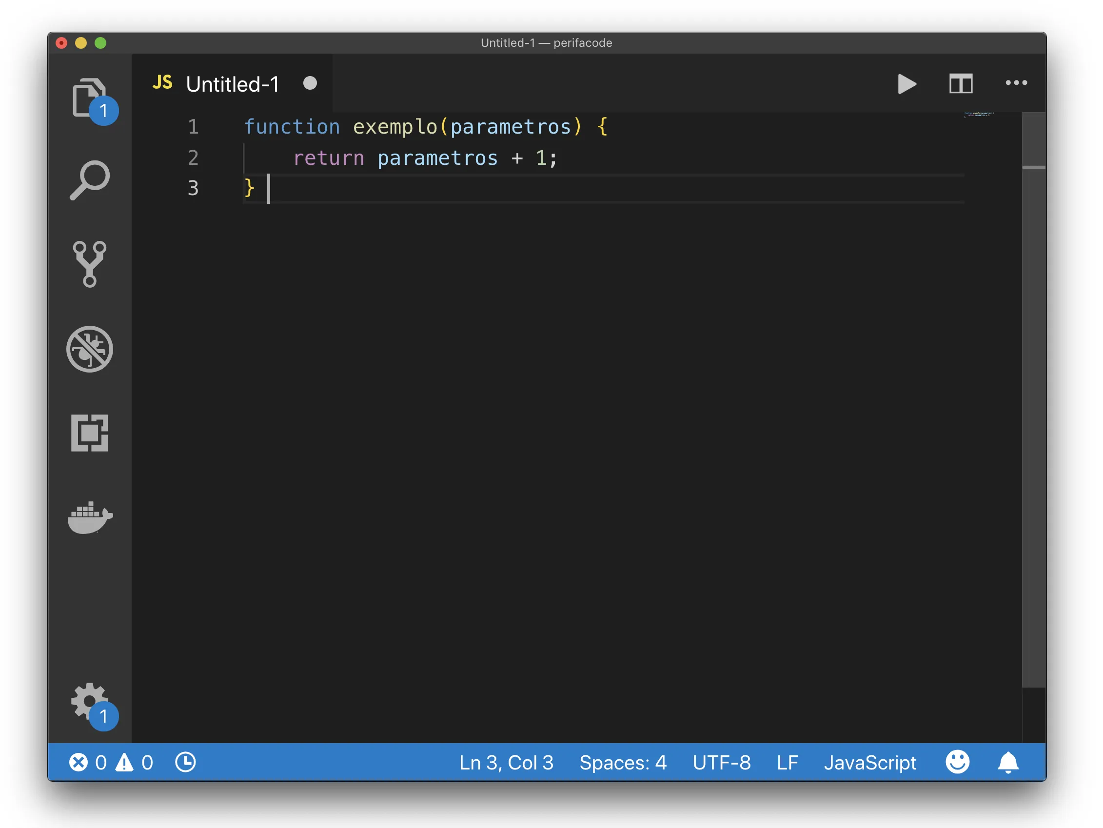 VS Code com um código JavaScript