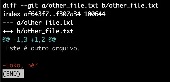 Imagem do retorno do comando git diff no arquivo